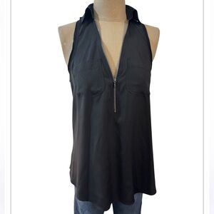 Rock & Republic Black Sleeveless Zip-Collar Tank